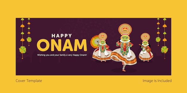 Индийский фестиваль Happy Onam дизайн обложки