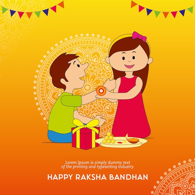 Indian festival happy Raksha bandhan banner design template vector illustration