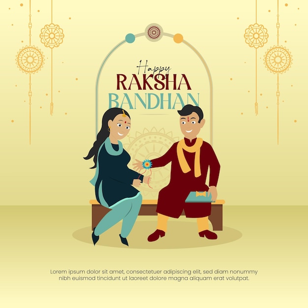 Indian festival happy Raksha Bandhan bond of love banner design template