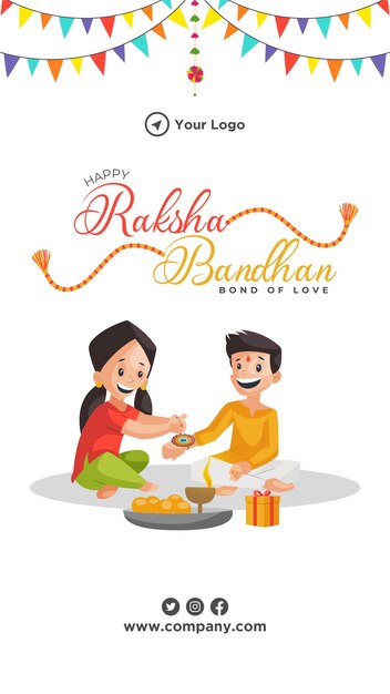 Indian festival happy Raksha Bandhan bond of love portrait template design