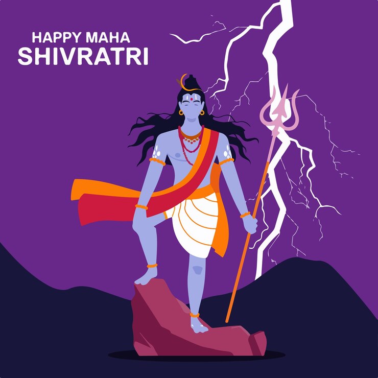 वेक्टर शुभ महा शिवरात्रि के लिए भगवान शिव का भारतीय त्यौहार चित्रण