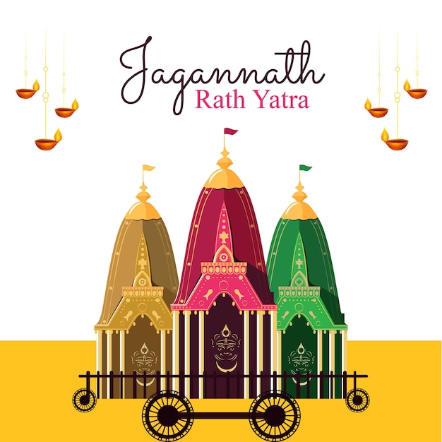 Indian festival jagannath rath yatra banner design template