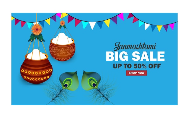 Indian festival janmashtami big sale banner design