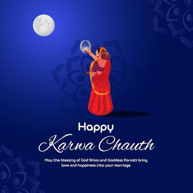 Vettore banner di auguri per la celebrazione del festival indiano di karwa chauth