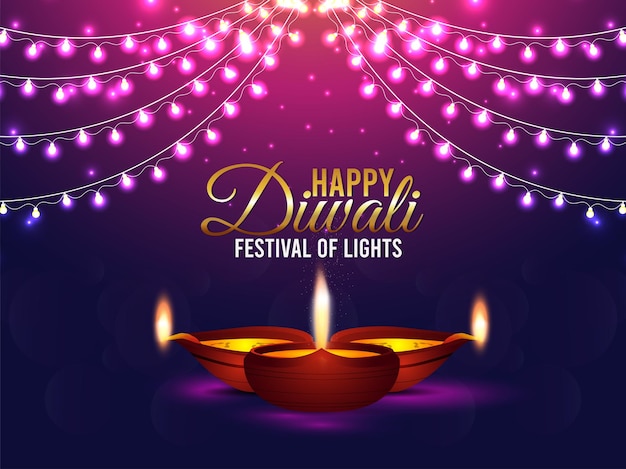 Festa indiana del biglietto di auguri per la celebrazione del diwali felice leggero