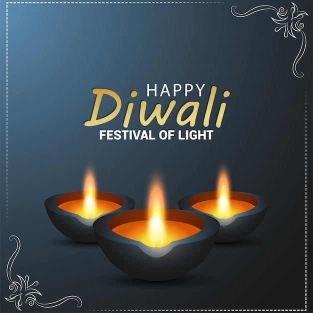 Indian festival of light invitation greeting card