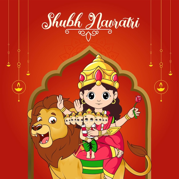 인도 축제 Shubh Navratri 배너 디자인