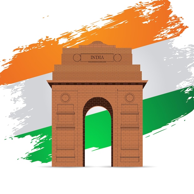 Vector indian flag background with gate for independence day