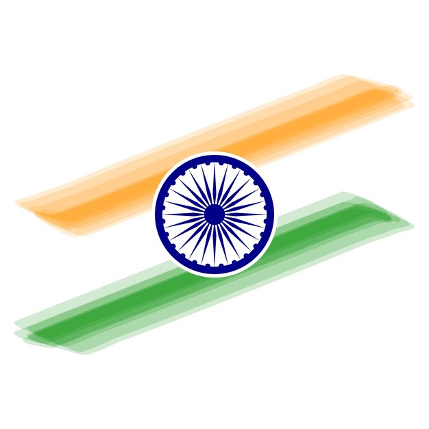 Indian flag brush stroke splash of tricolour orange saffron green white with ashoka chakra