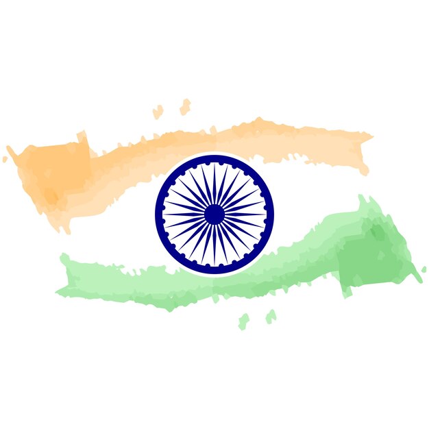 Indian flag brush stroke splash of tricolour orange saffron green white with Ashoka Chakra