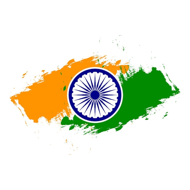 Vector indian flag brush stroke tricolor with ashok chakra vector illustration eps