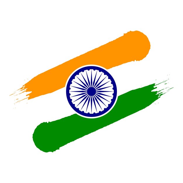 Vector indian flag brush stroke tricolor with ashok chakra vector illustration eps