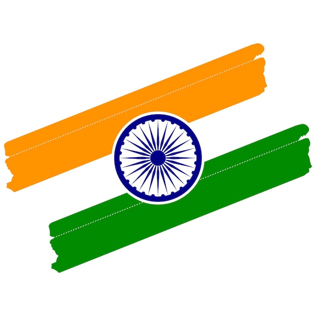 Vector indian flag brush stroke tricolor with ashok chakra vector illustration eps
