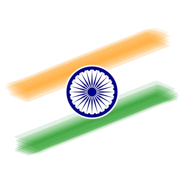 Indian flag brush stroke tricolor with Ashok chakra vector illustration eps