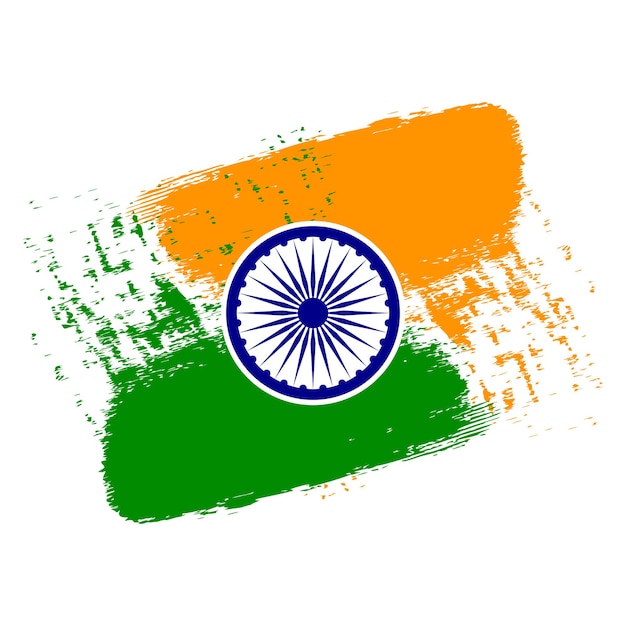 Vector indian flag brush stroke tricolor with ashok chakra vector illustration eps