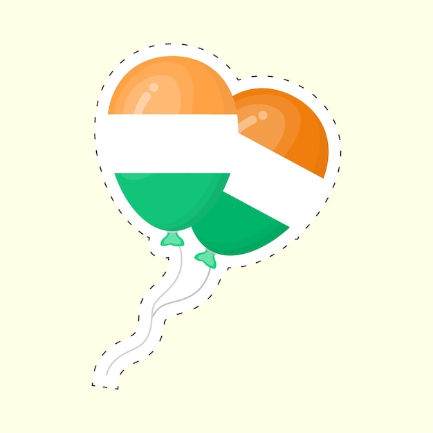 Indian flag color two balloons sticker on yellow background