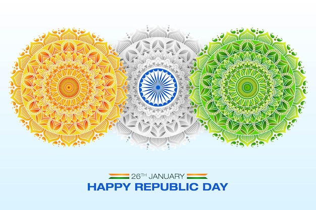 Vector indian flag concept republic day mandala art