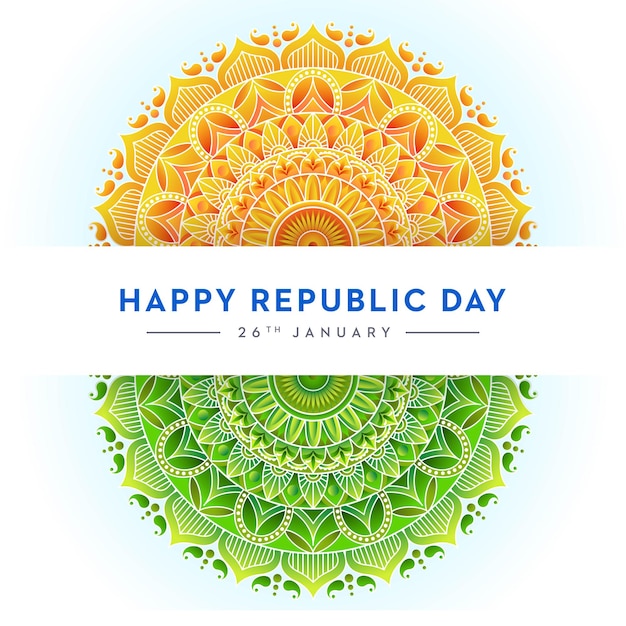 Indian flag concept republic day trio colors mandala design