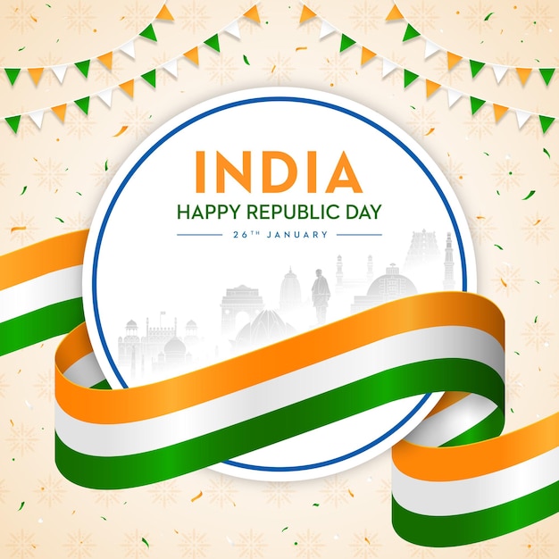 Vector indian flag concept republic day trio colors