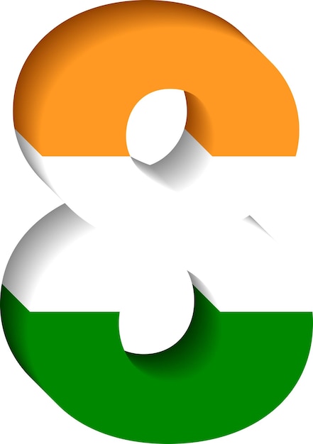 Vector indian flag tricolored 3d number 8 bharat flag tricolored 3d number 8