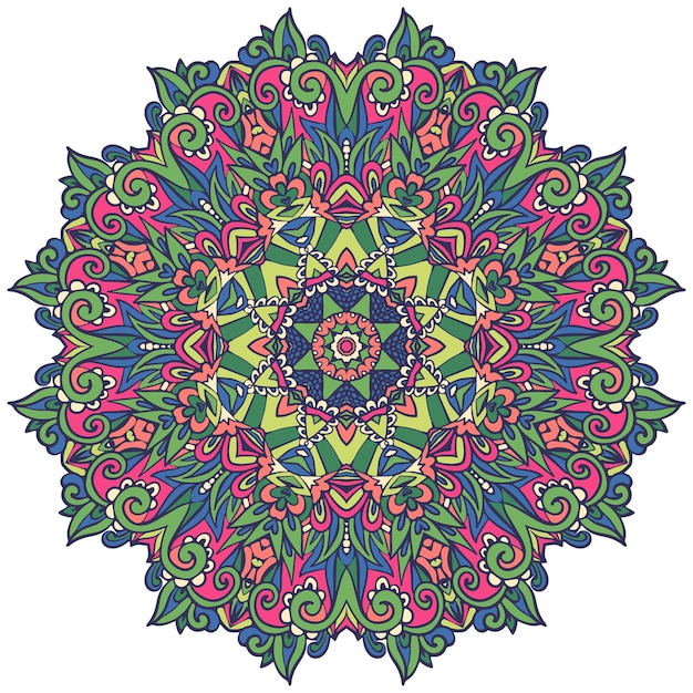 Mandala colorato disegnato a mano floreale indiano