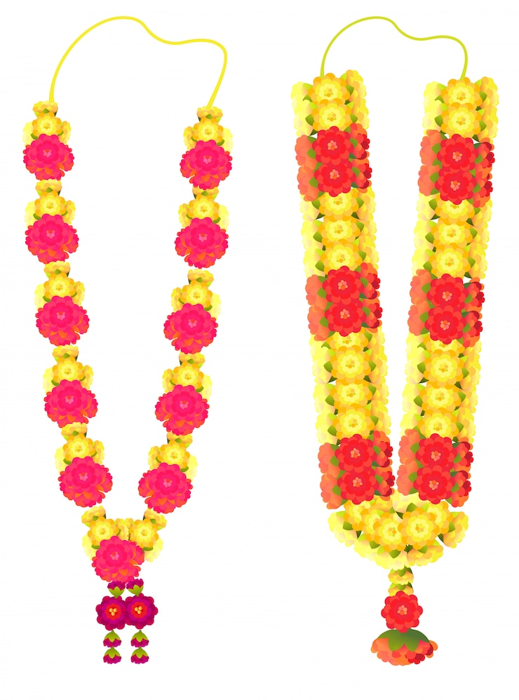 वेक्टर indian flower garland mala for wedding ceremony. traditional decoration for couple