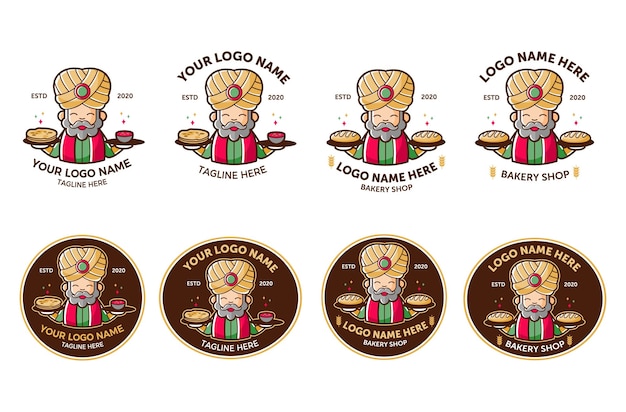 Indian food and bakery logo set