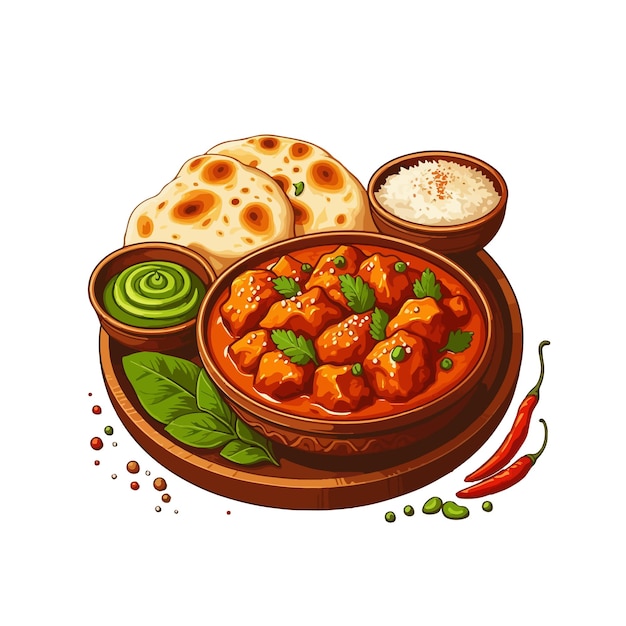 indian food chicken and naan ai generated image