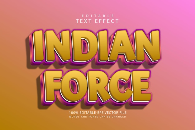 Indian force editable text effect 3 dimension emboss modern style