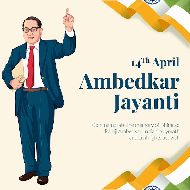 Combattente per la libertà indiano defunto dr babasaheb ambedkar ambedkar jayanti banner template design