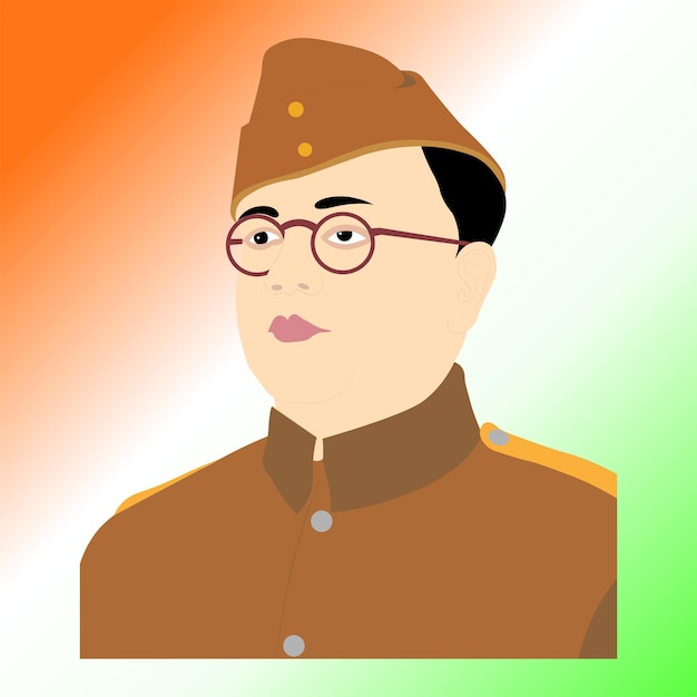 인도의 자유 전사 Netaji Subhas Chandra Bose 초상화 디자인 벡터 일러스트 레이 션.