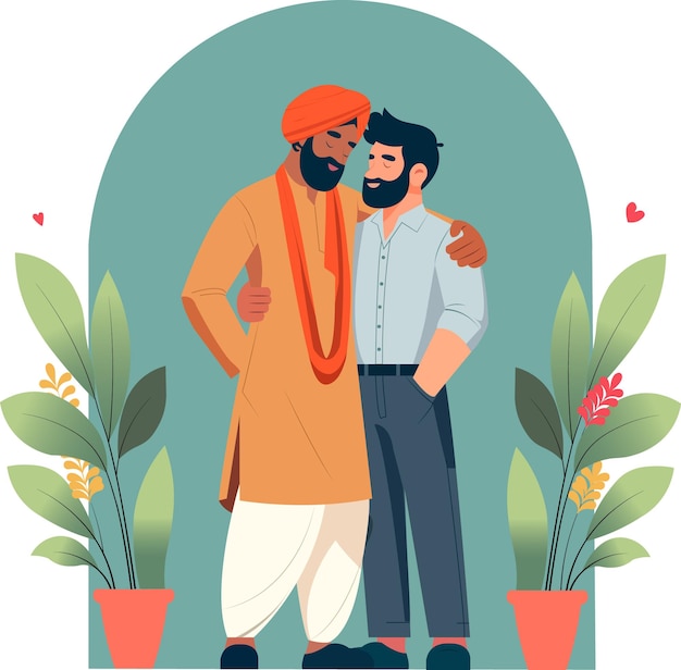 Vector indian gay couple in love