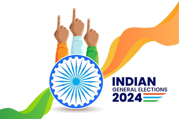 Indian general election concept with inked finger and Indian flag illustration vector