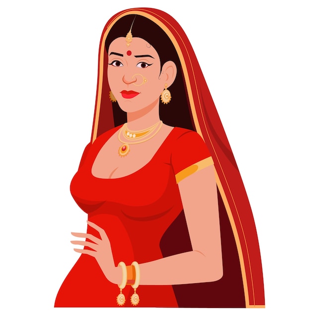 Vector indian girl brideindian girl bride portrait of beautiful indian girl