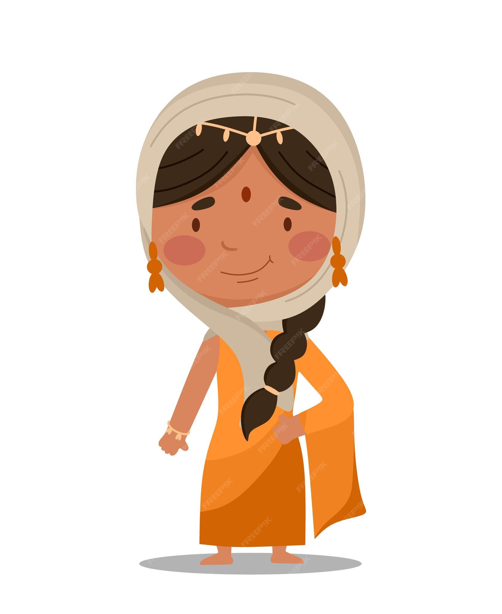 Premium Vector | Indian girl is cute and funny vector illustration in a flat cartoon Premium Vector | Indian girl is cute and funny vector illustration in a flat cartoon