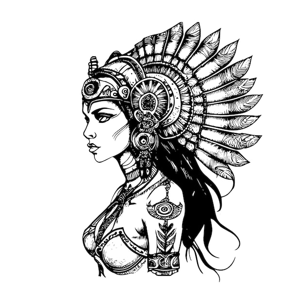 インディアン ガールのロゴは、先住民族の豊かで活気に満ちた文化の象徴です。