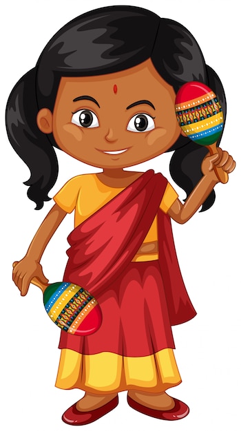 Vector indian girl shaking maracas