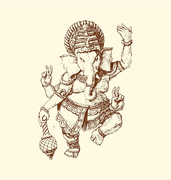 The indian god of ganesha. graphic vector illustration