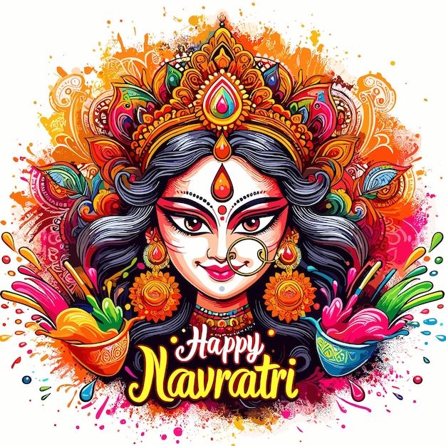 Indian God Happy Durga Puja Subh Navratri background editable vector illustration design