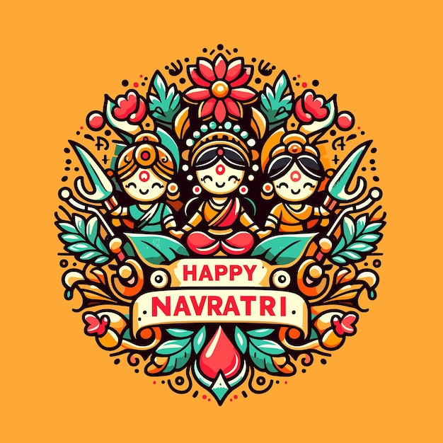 Indian God Happy Durga Puja Subh Navratri background editable vector illustration design