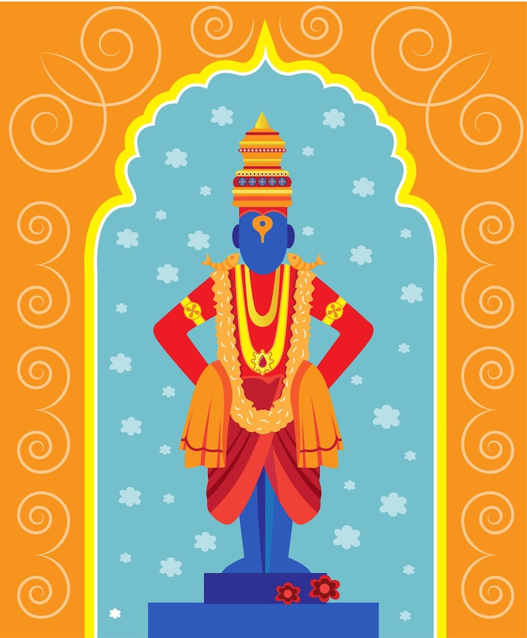Vector indian god vitthal pandurang with decorative element
