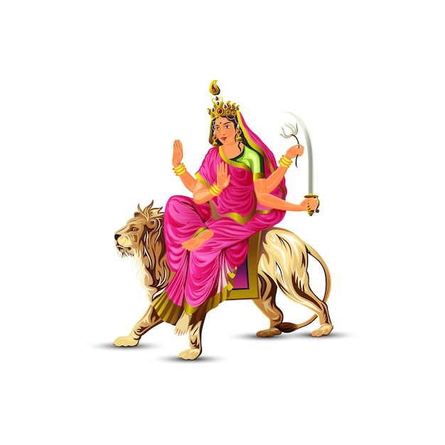 Vector indian goddess katayayni mata vector illustration