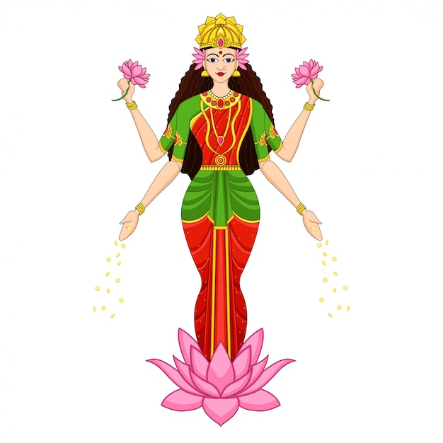 Indian Goddess on Pink Lotus