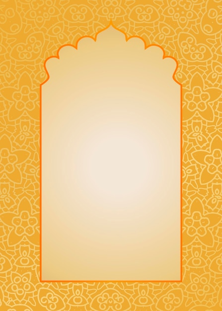 Indian golden window in mughal style vector oriental frame design template place