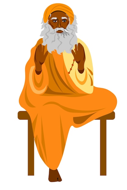 Vector indian guru in orange isolated