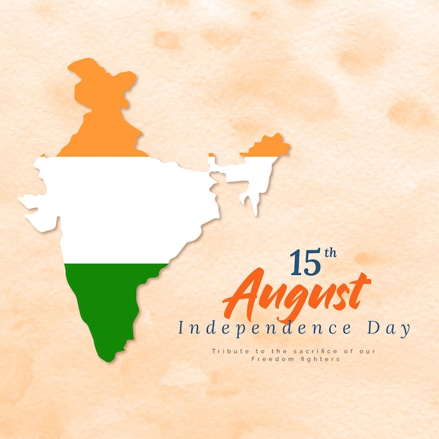 Indian happy independence day light orange water color background social media post design