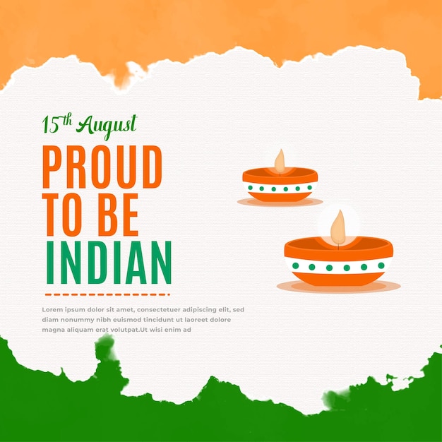 Indian happy independence day orange and green water color background social media post design