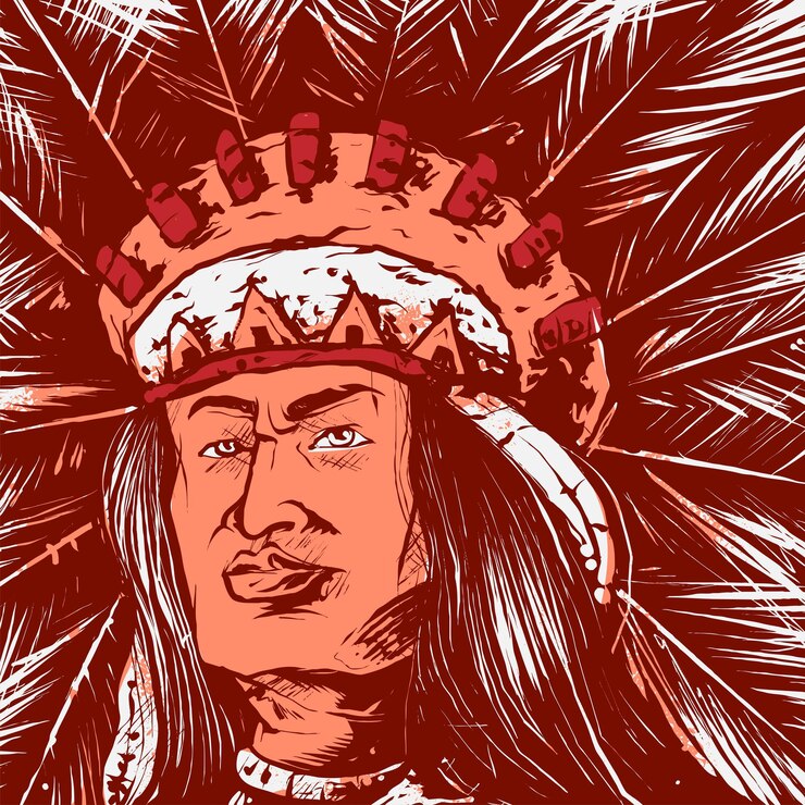 Vector indian head vector illustration in vintage, old classic style. suitable for t-shirts, prints, logos and other apparel products