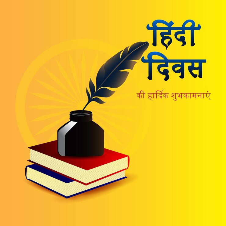 वेक्टर indian hindi diwas hindi typography greeting card