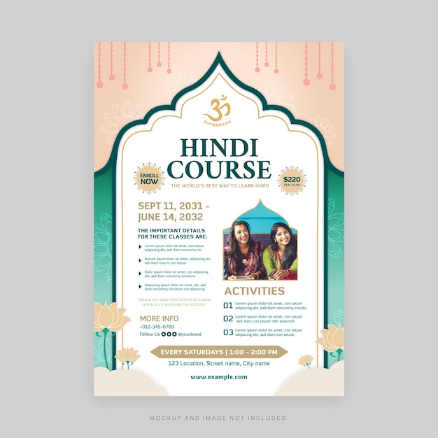 Indian Hindi Hinduism Flyer Template in Vector